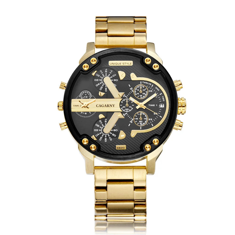 Montre Homme DualTime “Red Steel” – Chronographe Sport & Design Acier de Luxe