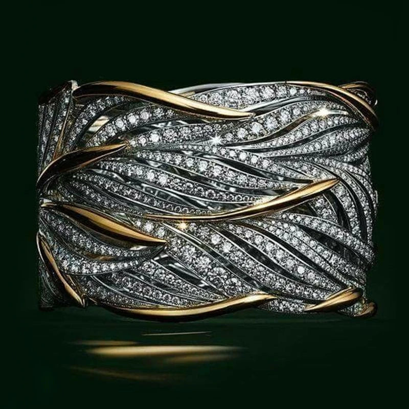 Bague Élégance Bicolore – Design Entrelacé Or & Argent