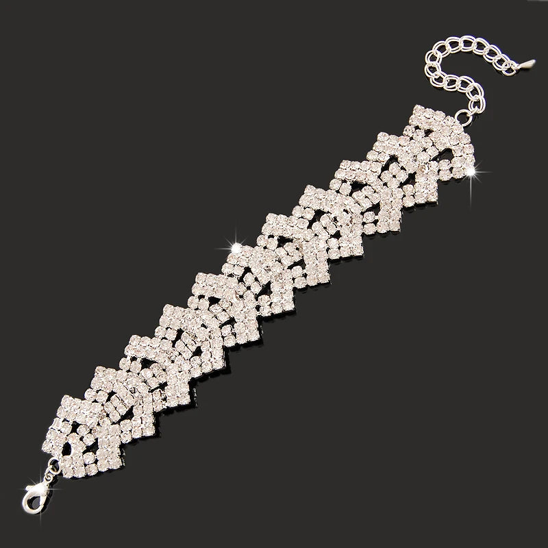 Bracelet Femme Luxe en Argent 925 – Cristaux Zircon Brillants | Bijou Mariage, Soirée ou Cérémonie Élégante