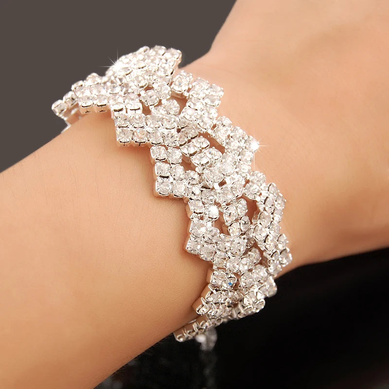 Bracelet Femme Luxe en Argent 925 – Cristaux Zircon Brillants | Bijou Mariage, Soirée ou Cérémonie Élégante