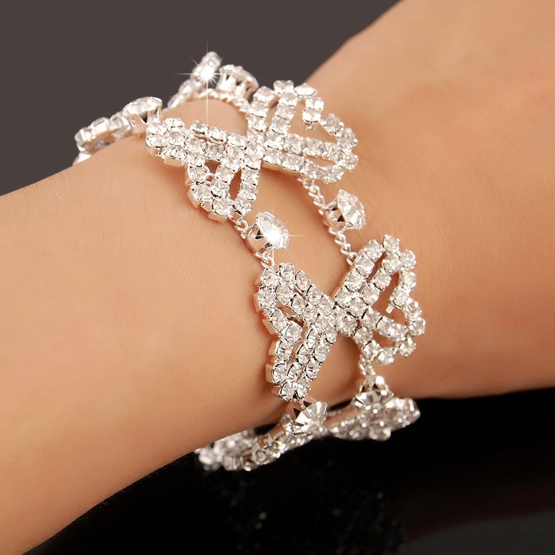 Bracelet Femme Luxe en Argent 925 – Cristaux Zircon Brillants | Bijou Mariage, Soirée ou Cérémonie Élégante