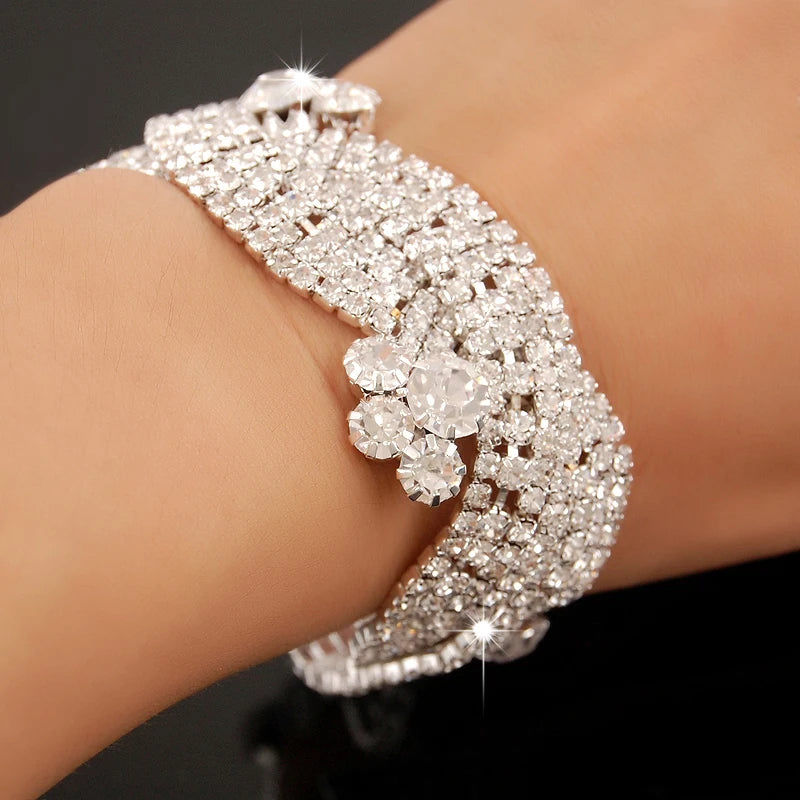 Bracelet Femme Luxe en Argent 925 – Cristaux Zircon Brillants | Bijou Mariage, Soirée ou Cérémonie Élégante