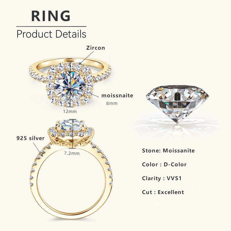 💎 Titre :

Bague halo en moissanite 2 carats – Argent 925 certifié, éclat diamant, bijou de luxe pour femme