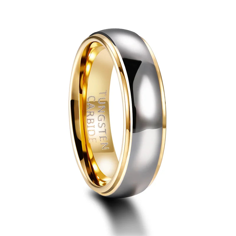 Bague Alliance en Tungstène Or et Argent – Homme & Femme | Finition Polie 4mm / 6mm – Résistante et Élégante