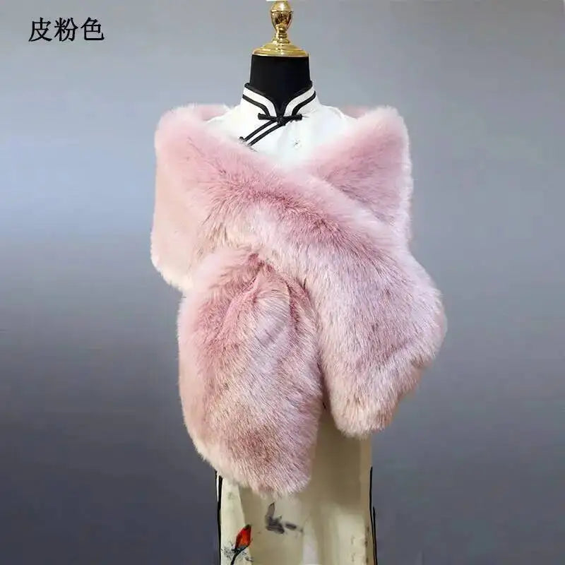 Châle Luxe Femme en Fausse Fourrure – Écharpe Douce et Élégante | Idéal Mariage, Soirée ou Hiver Chic
