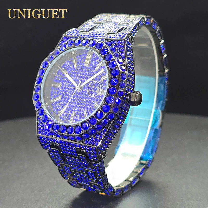 Montre Homme Octogonale Luxe – Éclat Diamant & Design Moderne