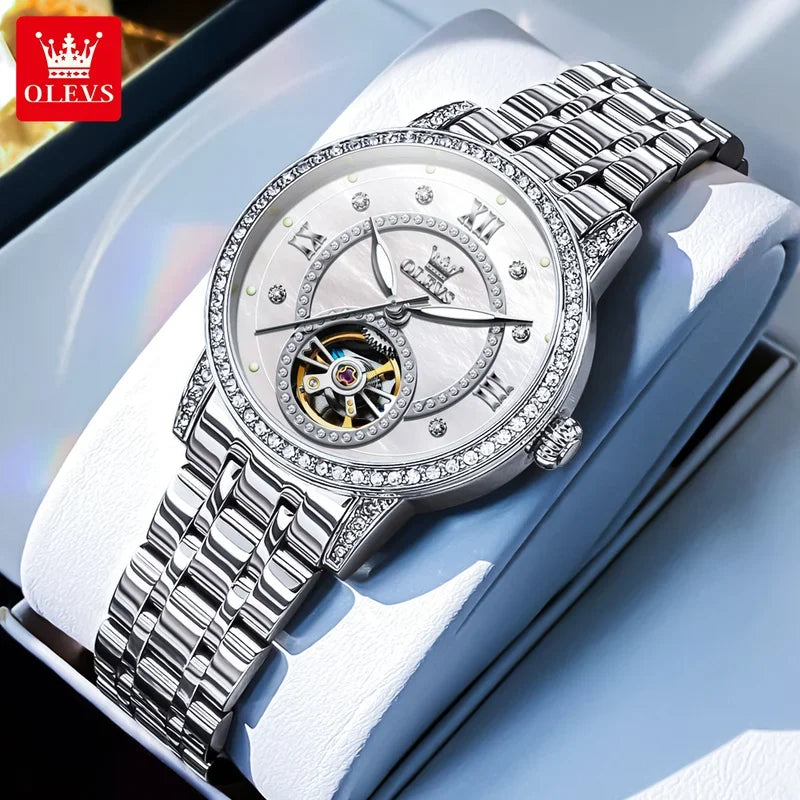 Montre Automatique Femme Luxe – Design Squelette & Détails Diamants | Élégante, Brillante et Intemporelle