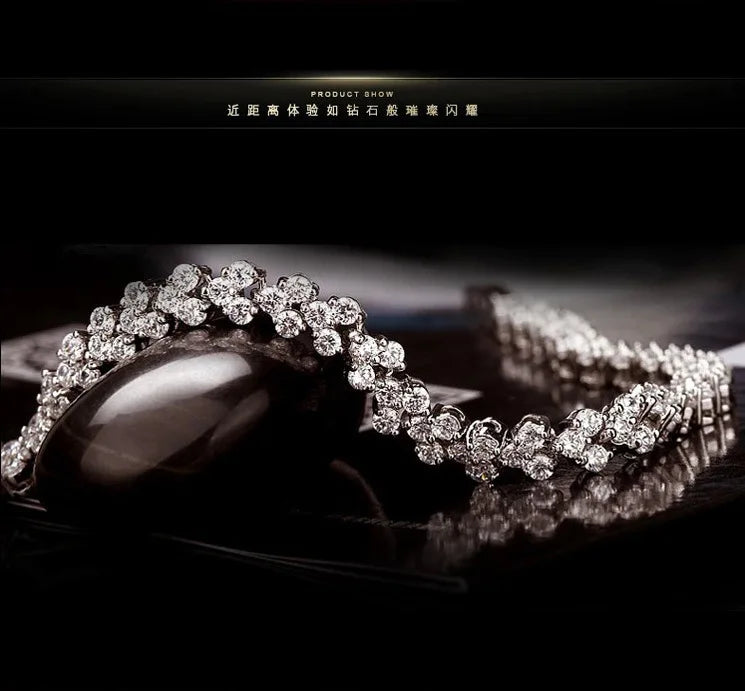 Bracelet Tennis Luxe en Argent 925 – Cristaux Zirconia Étincelants, Élégance et Raffinement Féminin