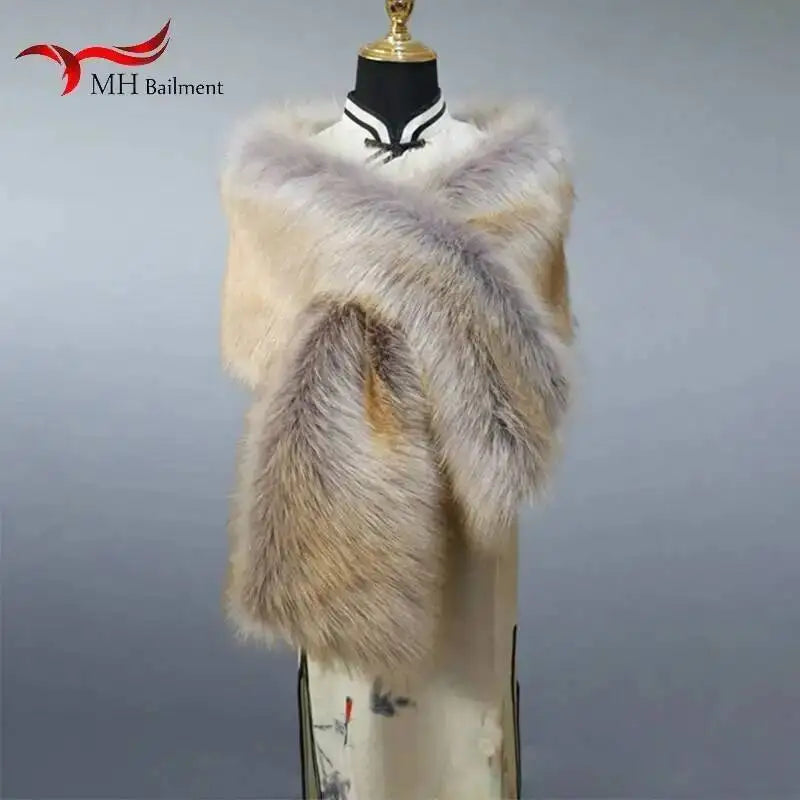 Châle Luxe Femme en Fausse Fourrure – Écharpe Douce et Élégante | Idéal Mariage, Soirée ou Hiver Chic