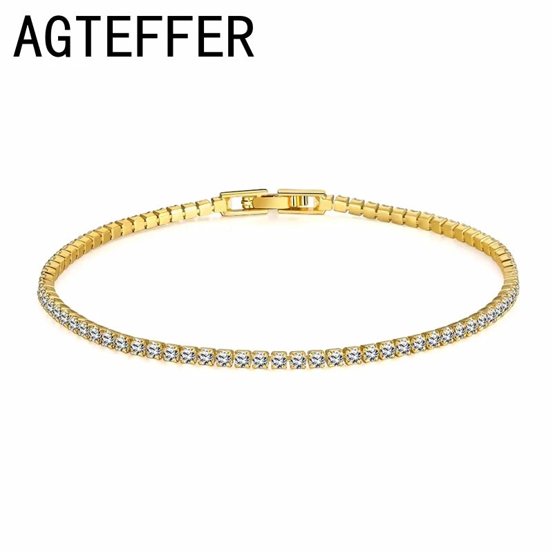 Bracelet Tennis Luxe en Argent 925 – Cristaux Zircon Brillants | Bijou Élégant pour Femme ou Homme, Soirée et Mariage