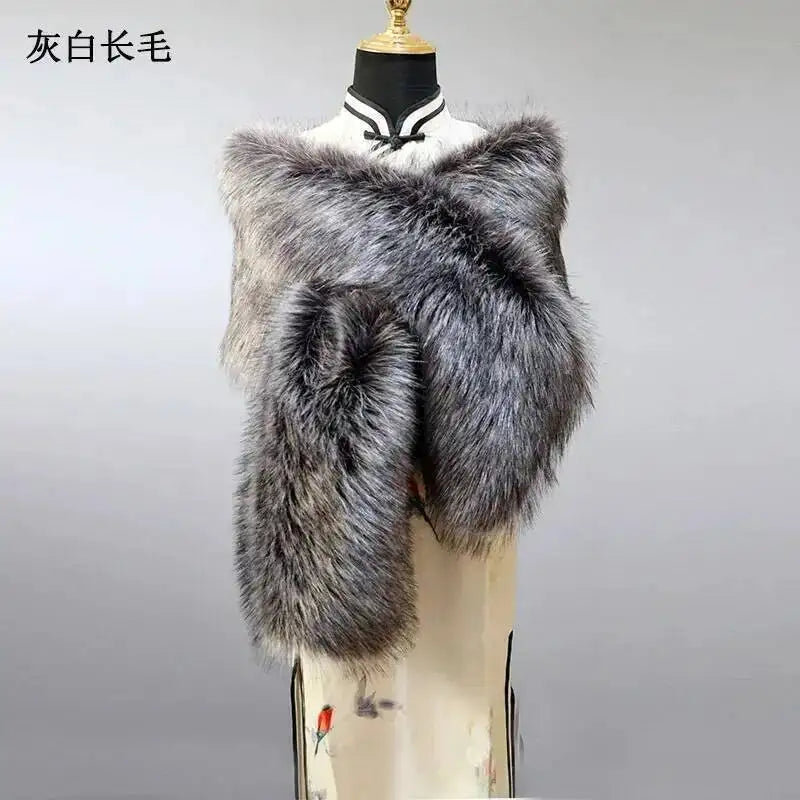 Châle Luxe Femme en Fausse Fourrure – Écharpe Douce et Élégante | Idéal Mariage, Soirée ou Hiver Chic