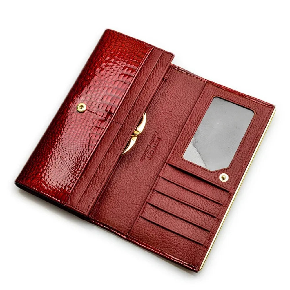 Portefeuille Femme en Cuir Véritable – Motif Crocodile Chic | Porte-Monnaie de Luxe Élégant et Pratique