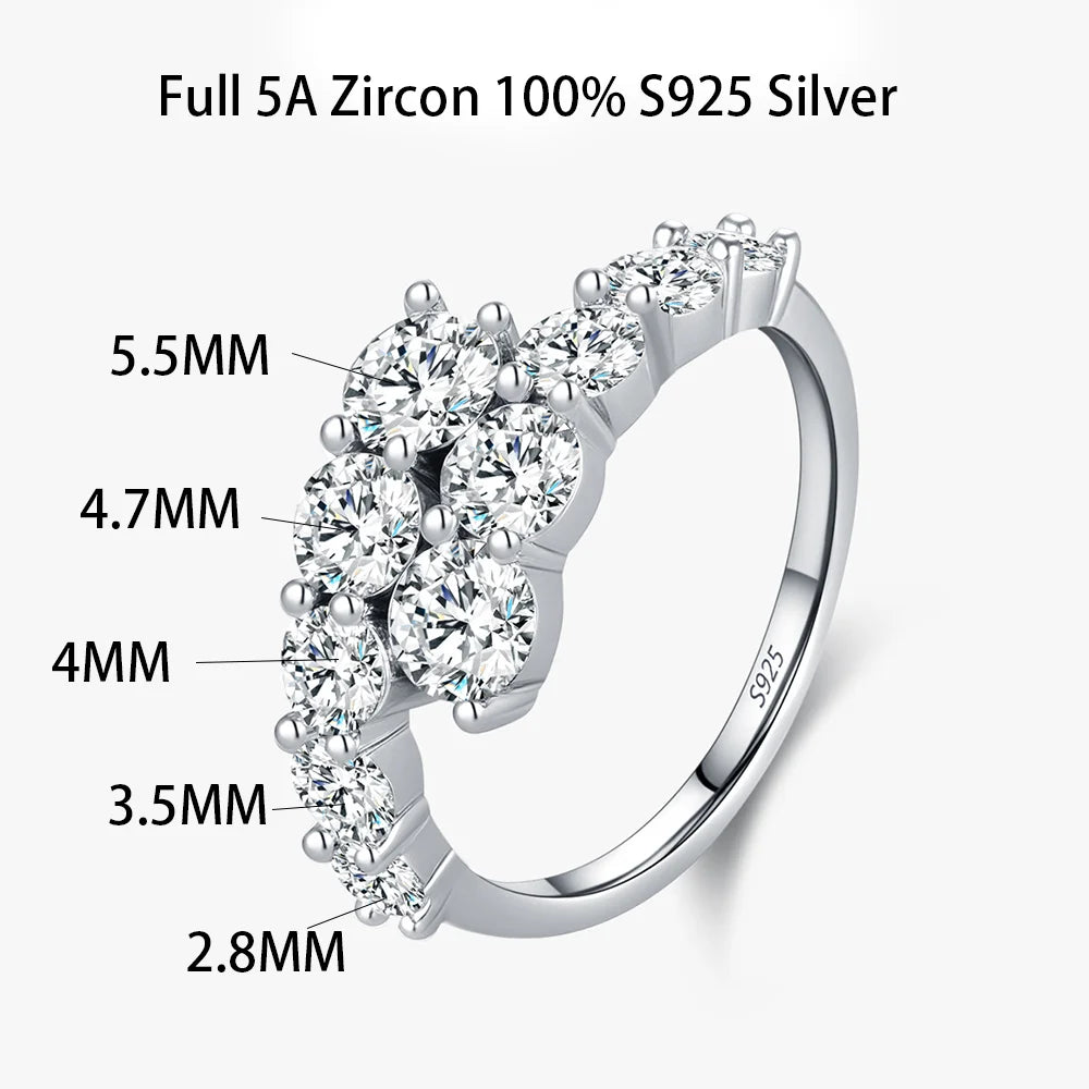 Bague Ouverte en Argent 925 avec Pierre Moissanite – Design Raffiné & Ajustable | Élégance et Éclat Intemporel pour Femme