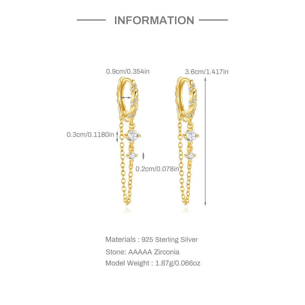 Boucles d’Oreilles « Chaîne Élégante » en Argent 925 – Style Long & Raffiné ✨