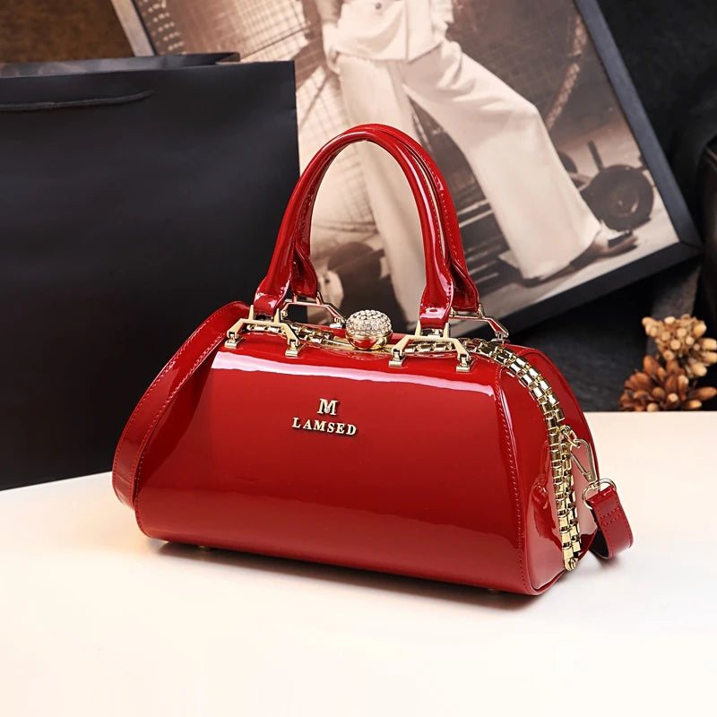 Sac à Main Femme Luxe Élégant – Grand Format avec Détails Dorés | Poignée Rigide & Bandoulière Chic – Mariage, Soirée, Cérémonie