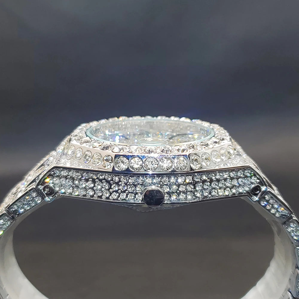 Montre Homme Octogonale Luxe – Éclat Diamant & Design Moderne