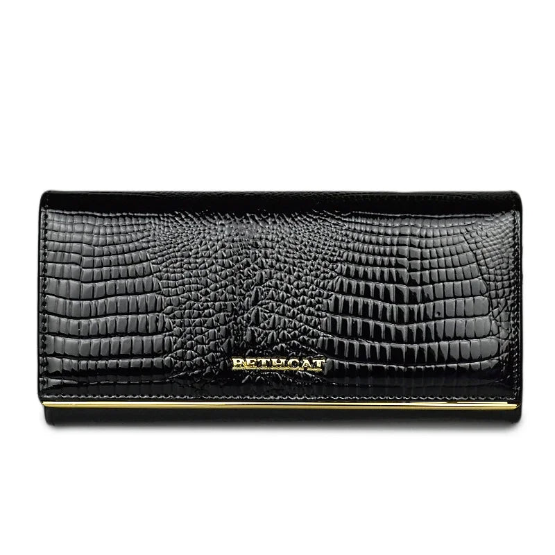 Portefeuille Femme en Cuir Véritable – Motif Crocodile Chic | Porte-Monnaie de Luxe Élégant et Pratique