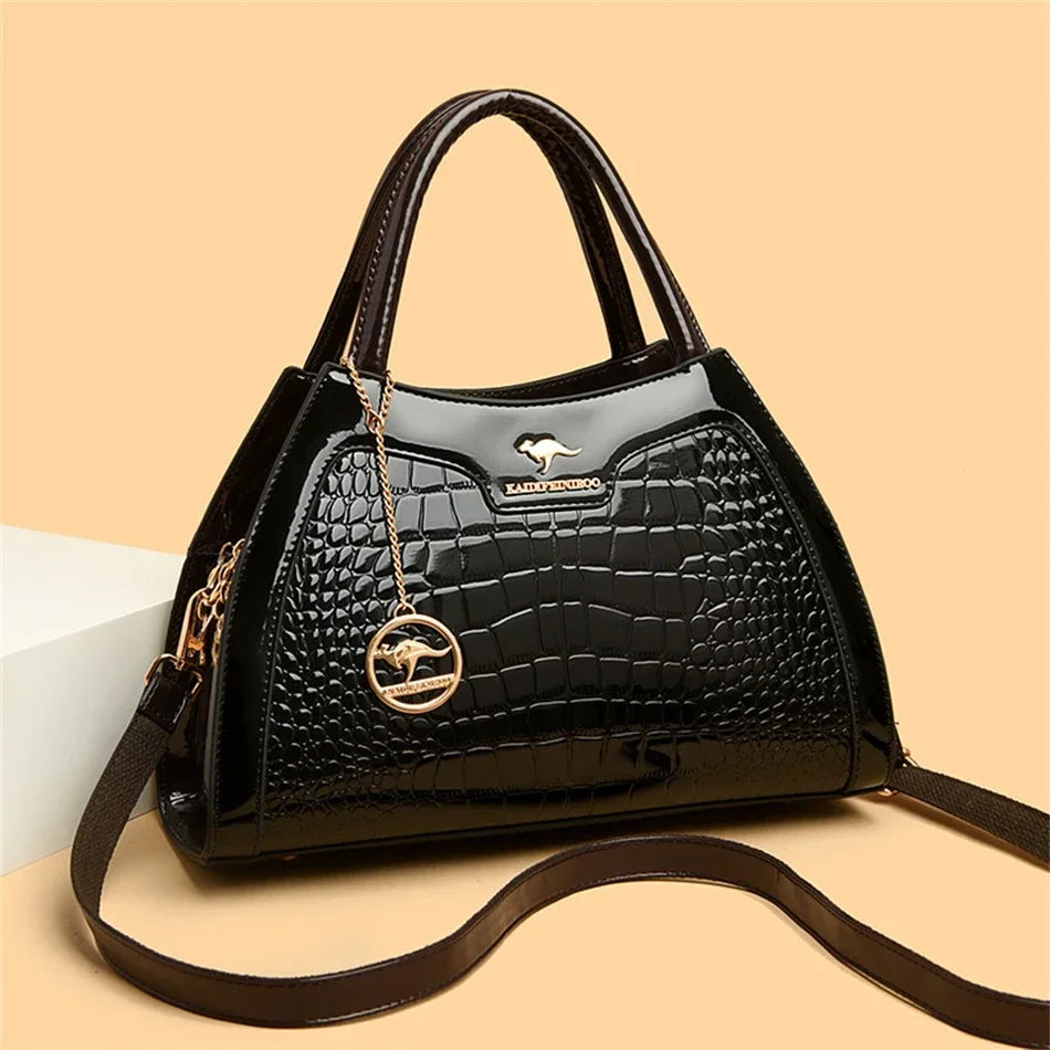 Sac à Main Femme Élégance Croco – Cuir Verni Luxe & Design Sophistiqué