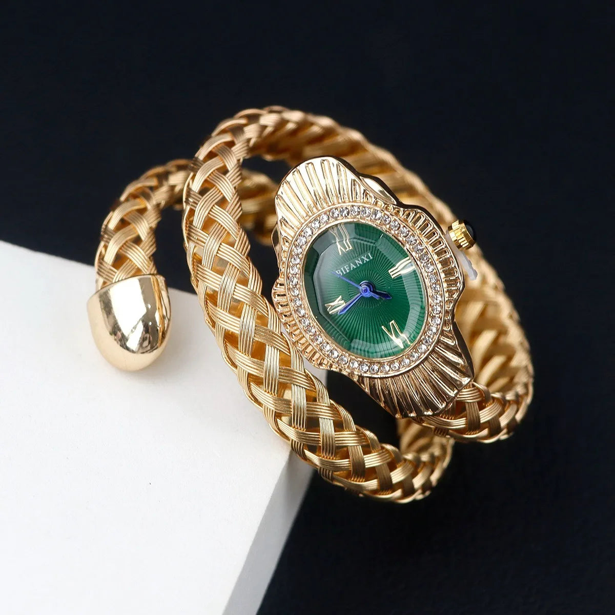 Montre Femme Serpent Élégante – Design Unique avec Pierre Bleue | Style Rétro & Luxe Intemporel