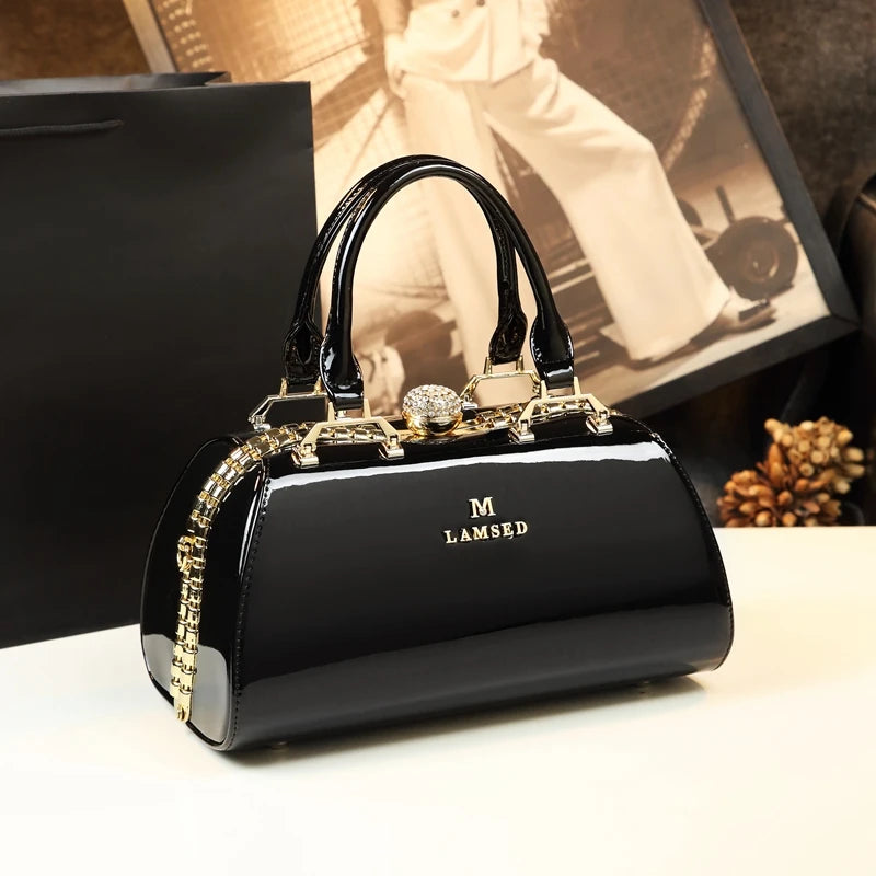 Sac à Main Femme Luxe Élégant – Grand Format avec Détails Dorés | Poignée Rigide & Bandoulière Chic – Mariage, Soirée, Cérémonie