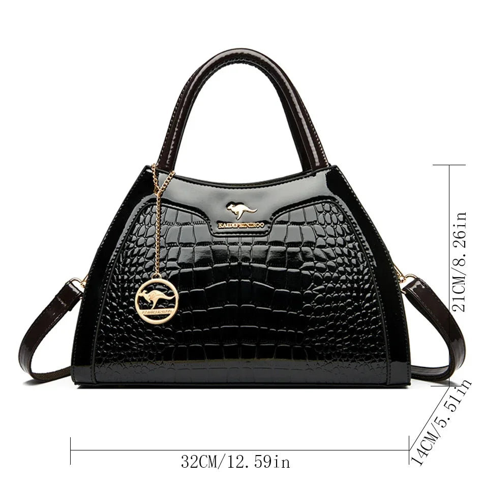 Sac à Main Femme Élégance Croco – Cuir Verni Luxe & Design Sophistiqué