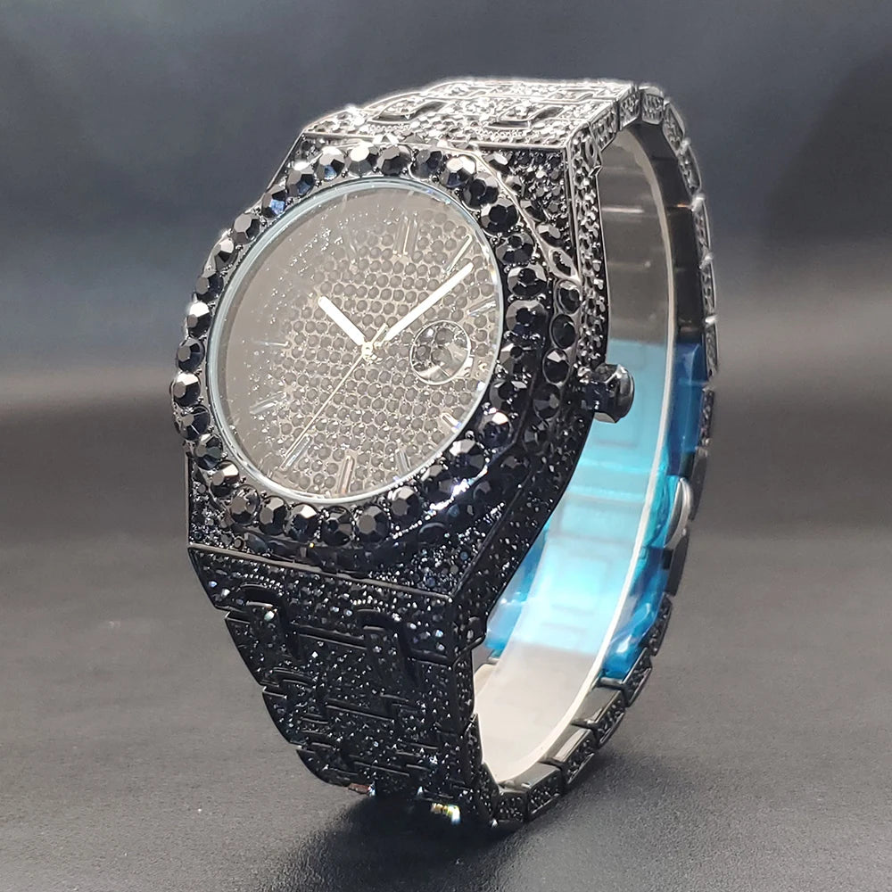 Montre Homme Octogonale Luxe – Éclat Diamant & Design Moderne