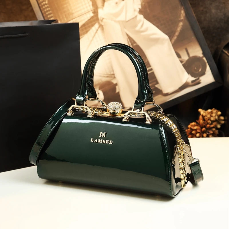 Sac à Main Femme Luxe Élégant – Grand Format avec Détails Dorés | Poignée Rigide & Bandoulière Chic – Mariage, Soirée, Cérémonie