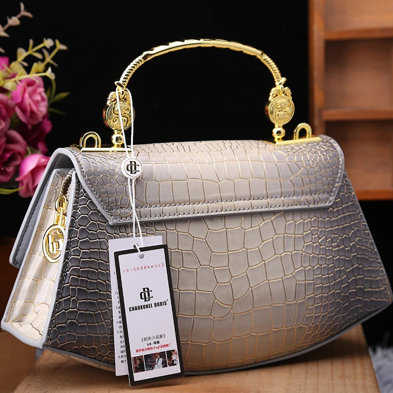 Sac à Main Femme en Cuir Véritable – Motif Crocodile Chic | Sac Bandoulière Élégant & Compact, Style Luxe 2024