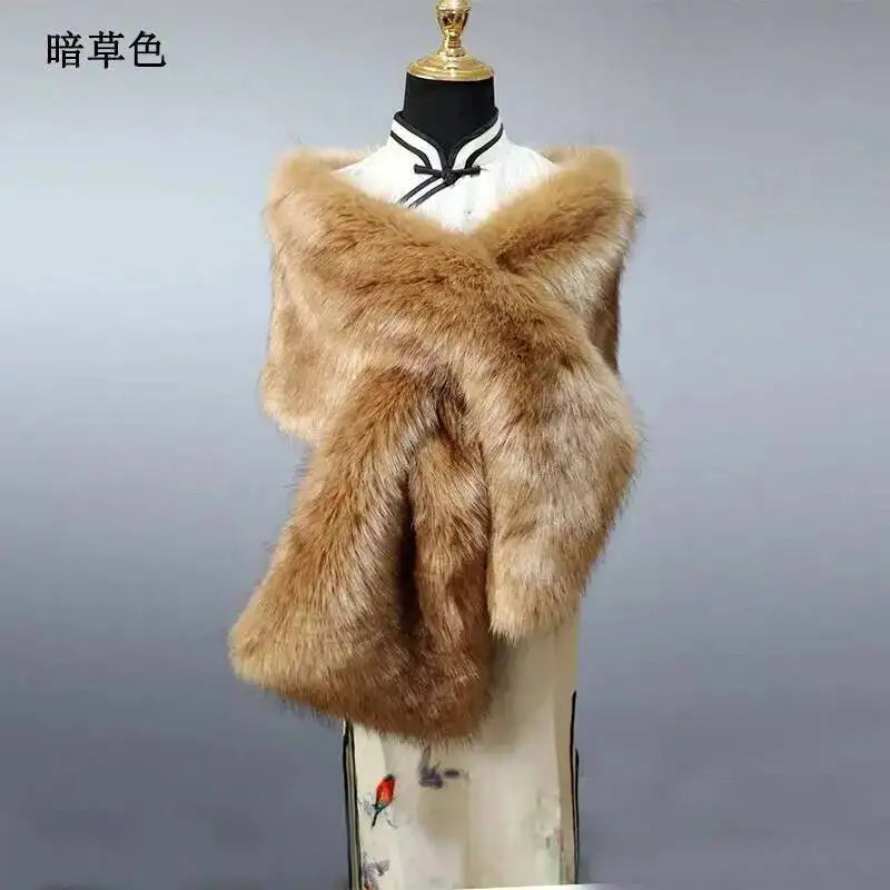 Châle Luxe Femme en Fausse Fourrure – Écharpe Douce et Élégante | Idéal Mariage, Soirée ou Hiver Chic