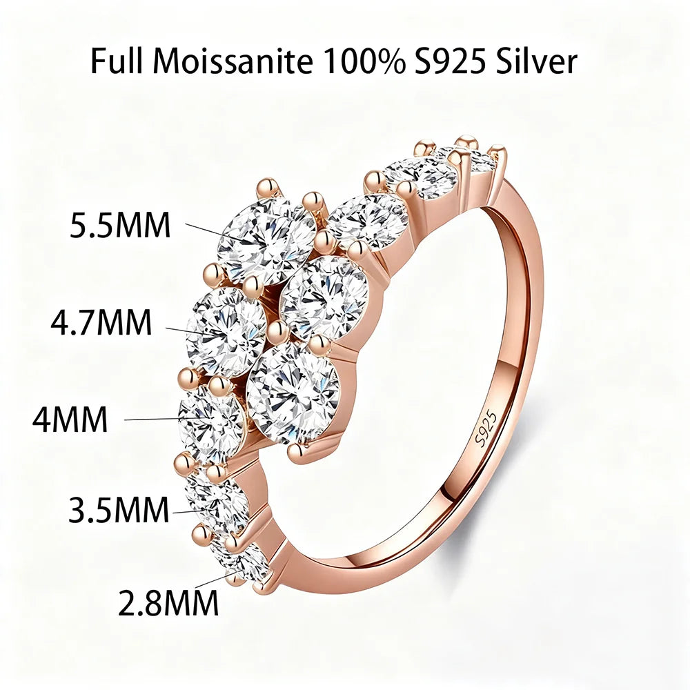 Bague Ouverte en Argent 925 avec Pierre Moissanite – Design Raffiné & Ajustable | Élégance et Éclat Intemporel pour Femme