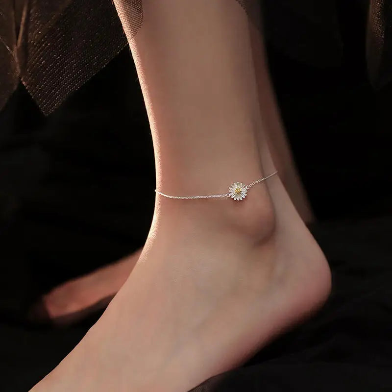 Bracelet de Cheville Femme en Argent 925 – Chaîne Éclatante avec Cristaux Zirconium | Bijou Élégant et Raffiné pour l’Été