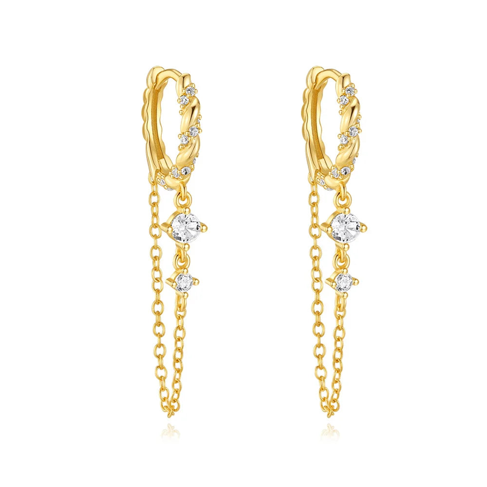 Boucles d’Oreilles « Chaîne Élégante » en Argent 925 – Style Long & Raffiné ✨