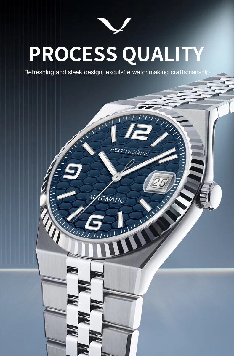 Montre Homme de Luxe Automatique – Acier Inoxydable & Verre Saphir | Étanche 50M, Design Élégant et Mécanisme Miyota