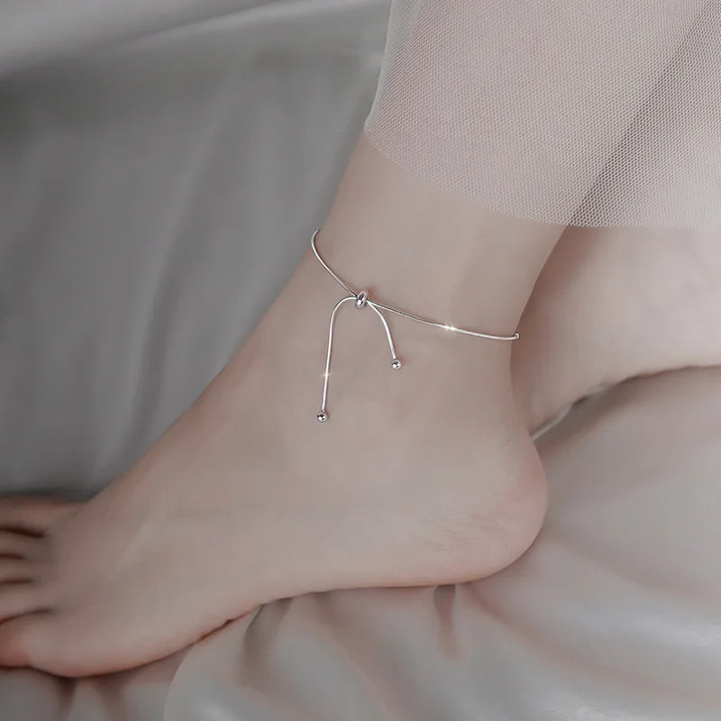 Bracelet de Cheville Femme en Argent 925 – Chaîne Éclatante avec Cristaux Zirconium | Bijou Élégant et Raffiné pour l’Été