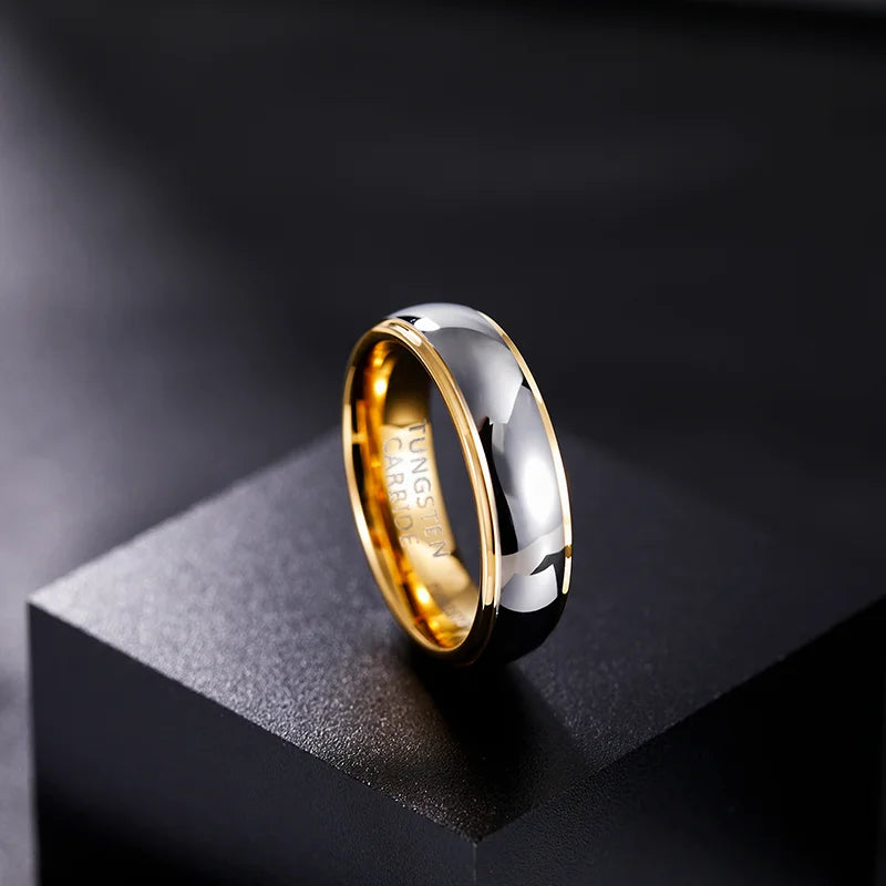 Bague Alliance en Tungstène Or et Argent – Homme & Femme | Finition Polie 4mm / 6mm – Résistante et Élégante