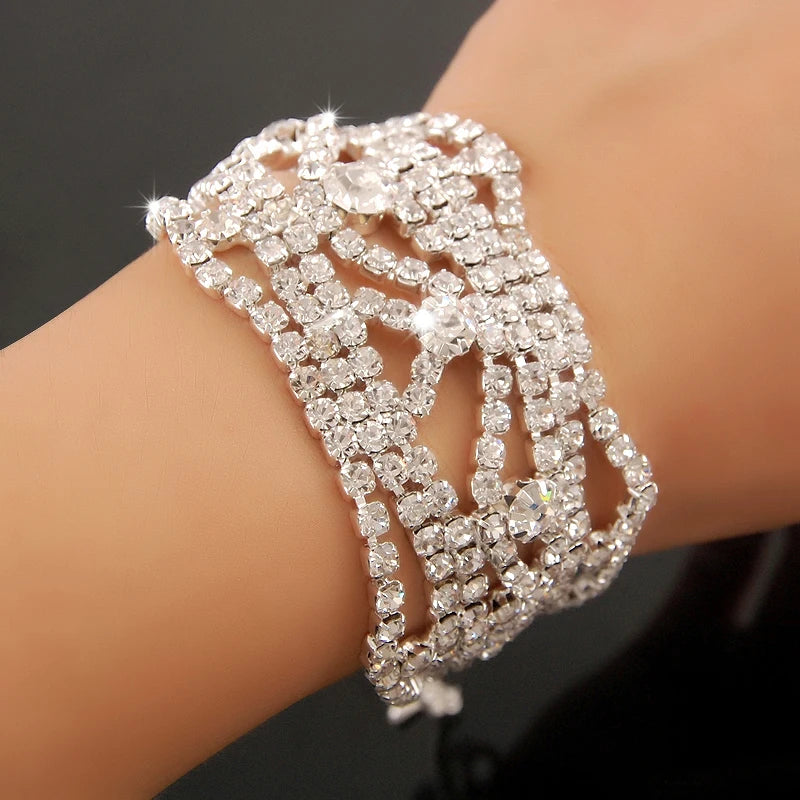 Bracelet Femme Luxe en Argent 925 – Cristaux Zircon Brillants | Bijou Mariage, Soirée ou Cérémonie Élégante