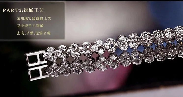 Bracelet Tennis Luxe en Argent 925 – Cristaux Zirconia Étincelants, Élégance et Raffinement Féminin
