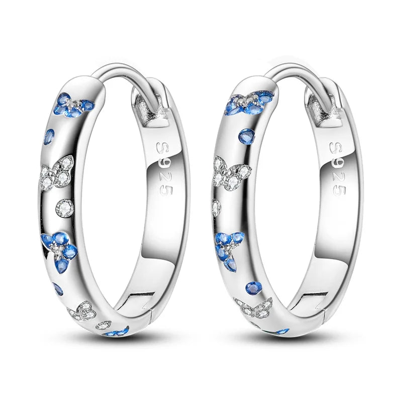 Boucles d’Oreilles Créoles Scintillantes en Argent 925 – Zircons Multicolores & Design Élégant | Bijou Hypoallergénique de Luxe pour Femme