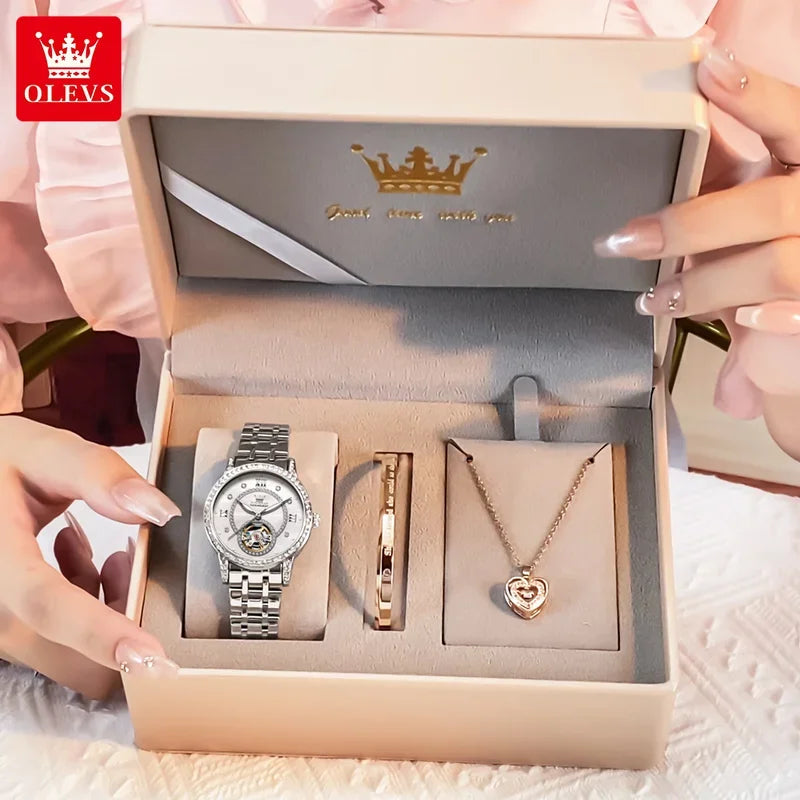 Montre Automatique Femme Luxe – Design Squelette & Détails Diamants | Élégante, Brillante et Intemporelle