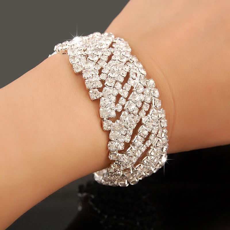 Bracelet Femme Luxe en Argent 925 – Cristaux Zircon Brillants | Bijou Mariage, Soirée ou Cérémonie Élégante