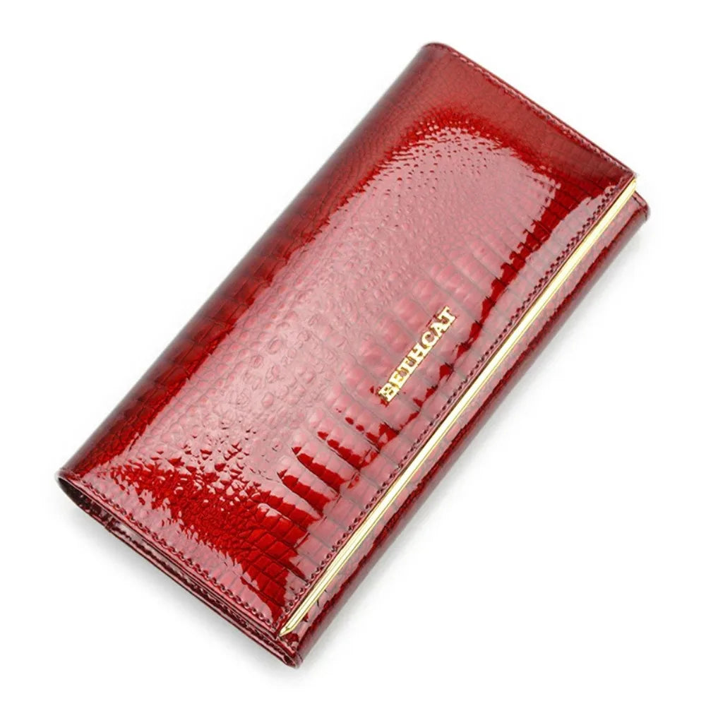 Portefeuille Femme en Cuir Véritable – Motif Crocodile Chic | Porte-Monnaie de Luxe Élégant et Pratique