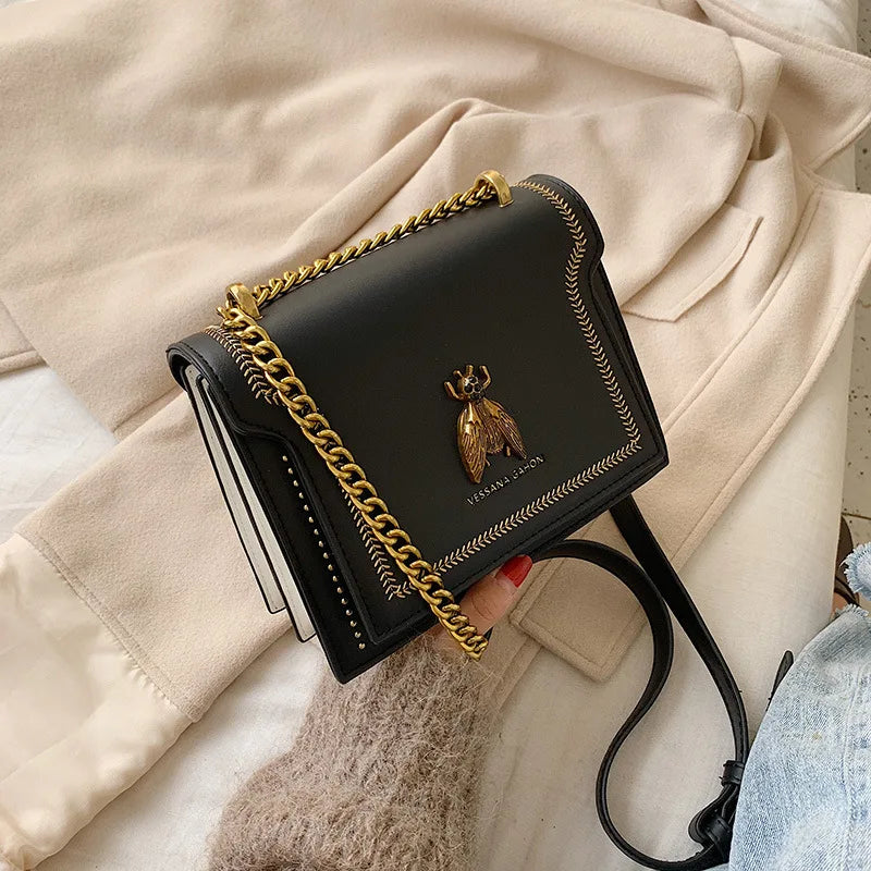 Sac à Main Femme Élégant Style Rétro – Design Abeille Dorée & Cuir de Qualité | Sac Bandoulière Chic et Tendance