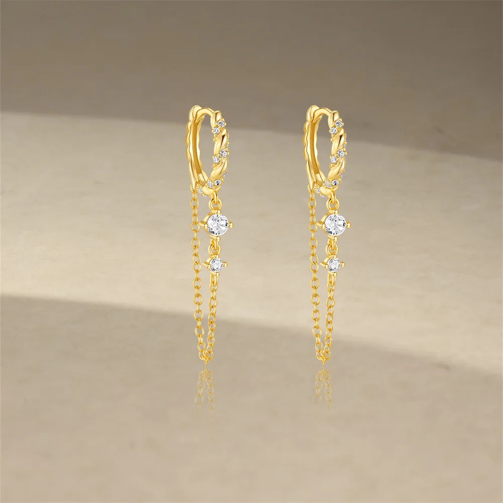 Boucles d’Oreilles « Chaîne Élégante » en Argent 925 – Style Long & Raffiné ✨