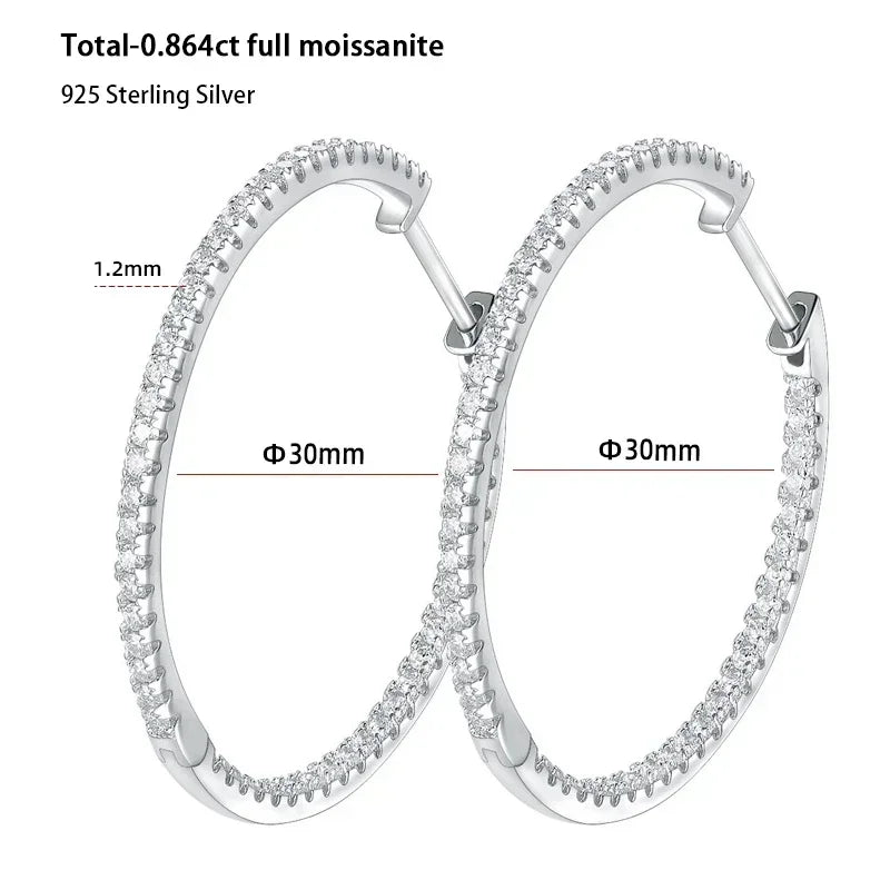 Créoles de Luxe en Argent 925 & Or Blanc 18K – Boucles d’Oreilles Moissanite Étincelantes | Élégance Intemporelle et Raffinement Féminin