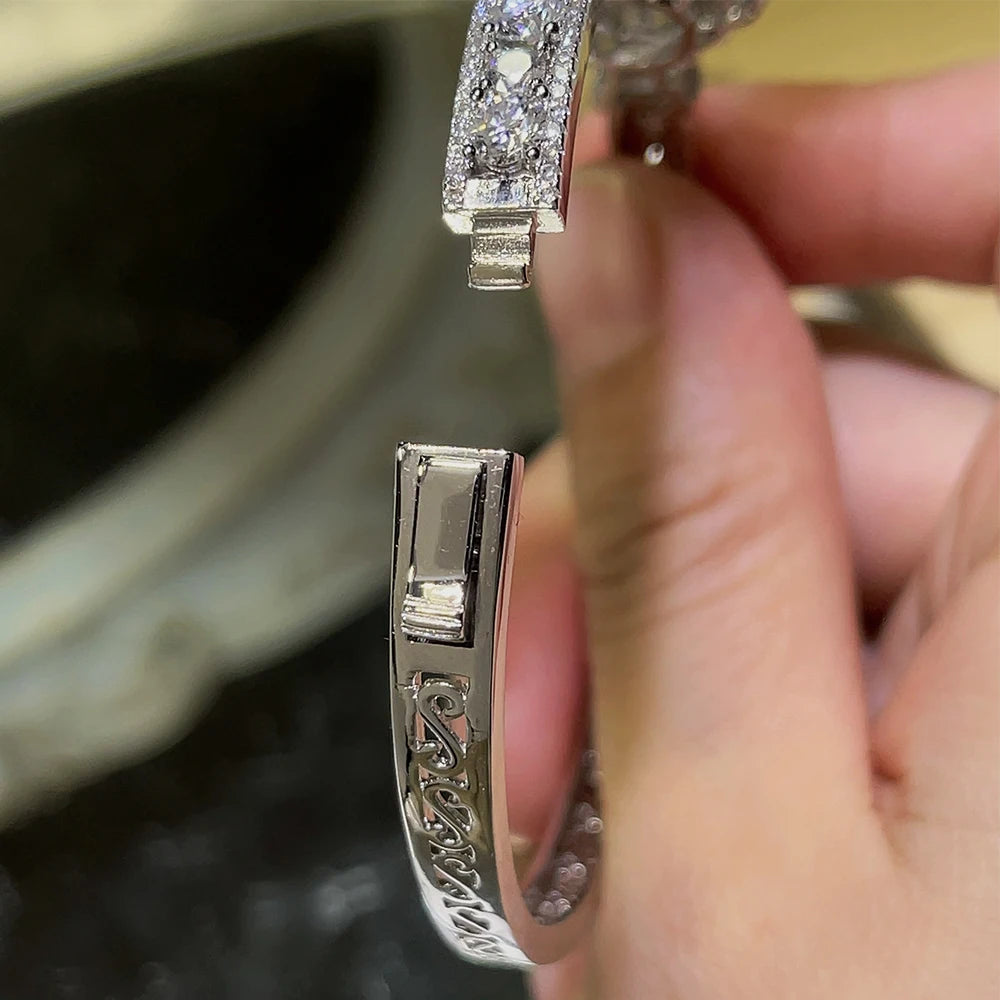 Bracelet Femme Luxe Argent 925 – Moissanite & Diamants de Laboratoire | Bijou Élégant et Brillant pour Mariage ou Soirée