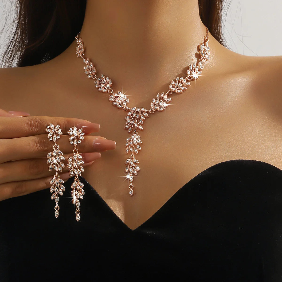 Ensemble de Bijoux 3 Pièces pour Femme – Collier et Boucles d’Oreilles Ajustables, Élégance Quotidienne & Soirée