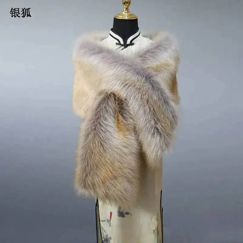 Châle Luxe Femme en Fausse Fourrure – Écharpe Douce et Élégante | Idéal Mariage, Soirée ou Hiver Chic
