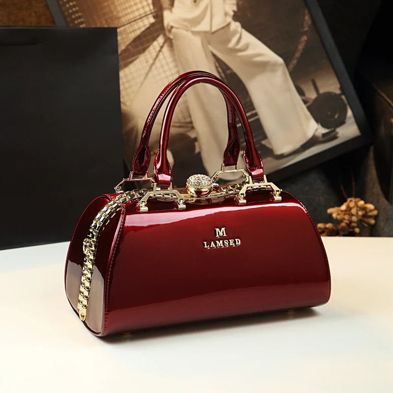 Sac à Main Femme Luxe Élégant – Grand Format avec Détails Dorés | Poignée Rigide & Bandoulière Chic – Mariage, Soirée, Cérémonie
