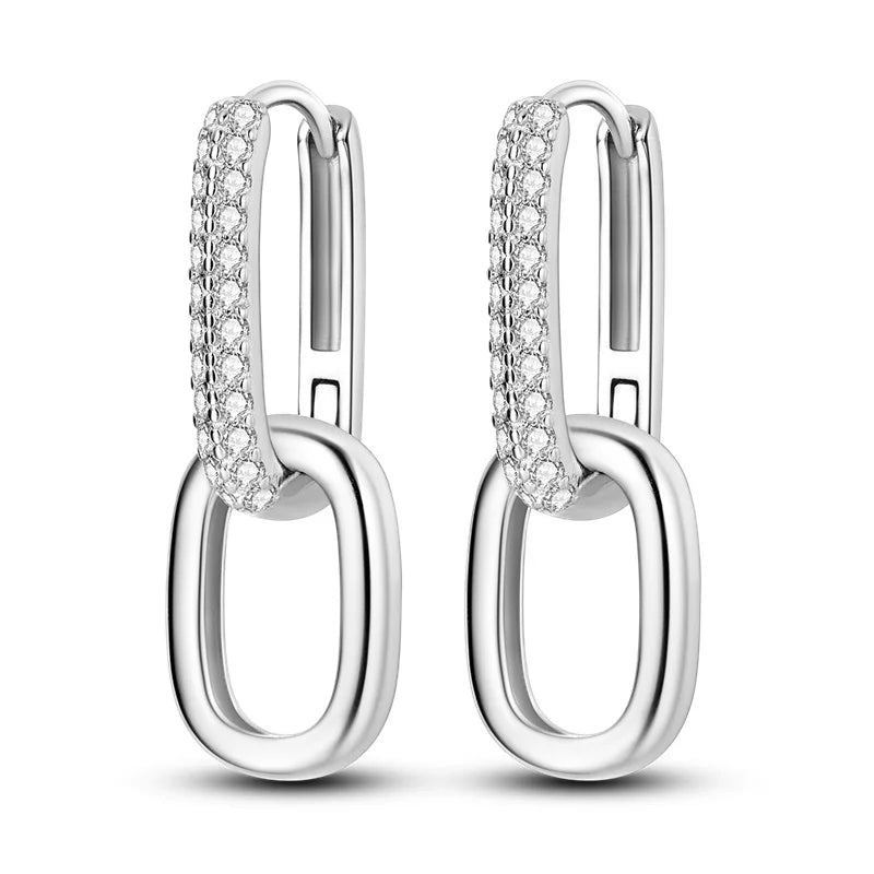 Boucles d’Oreilles Créoles Scintillantes en Argent 925 – Zircons Multicolores & Design Élégant | Bijou Hypoallergénique de Luxe pour Femme
