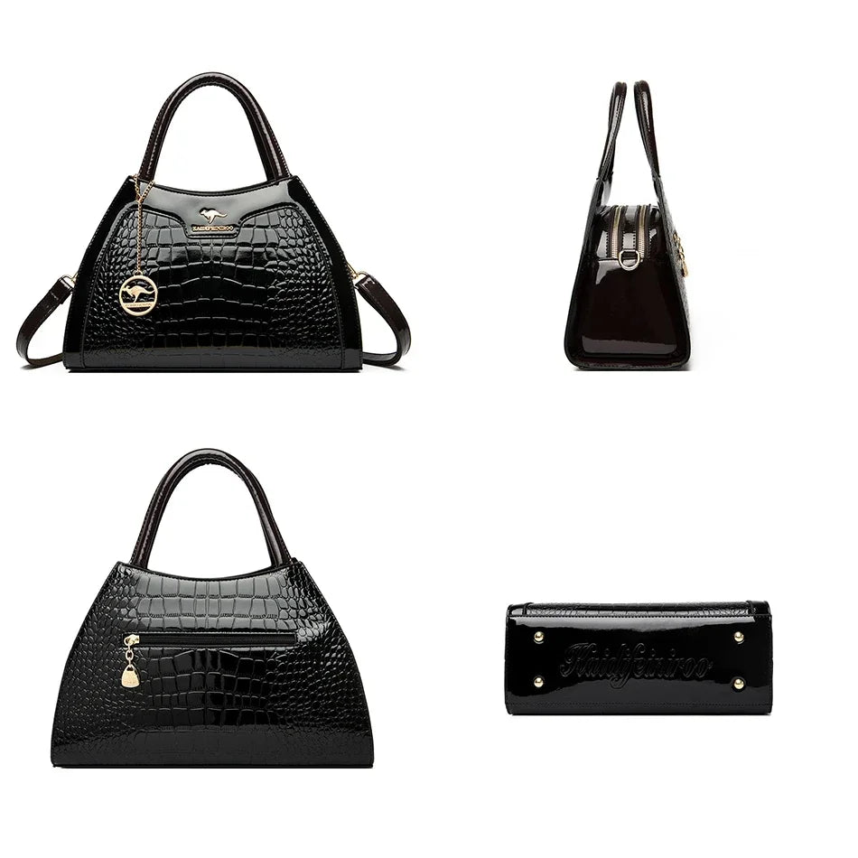 Sac à Main Femme Élégance Croco – Cuir Verni Luxe & Design Sophistiqué